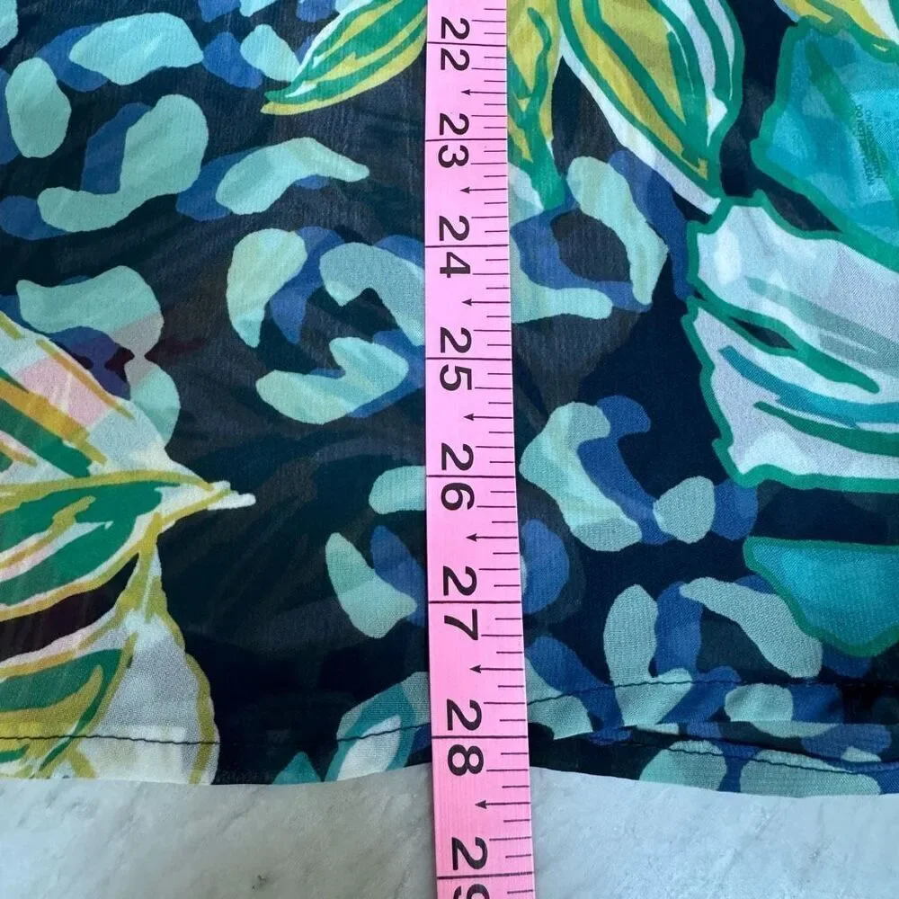 Melissa Paige Tropical Beaded Cold Shoulder Tunic blouse womens Toucan Bird Sz M